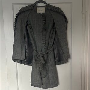 Gray Herringbone Cape Coat